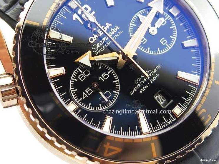 0215 Breathable Seamaster Professional Chrono RG Black Ceramic Black Dial On Black Gummy Strap A 8214